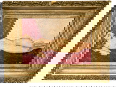 RECLINING NUDE OIL PAINTING SIGNED LINTOTT 20"