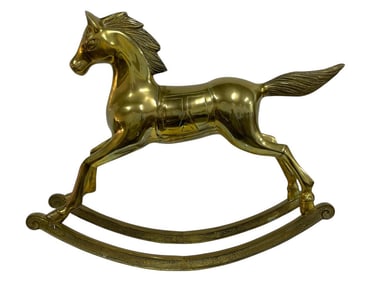VINTAGE LARGE BRASS ROCKING HORSE 24"