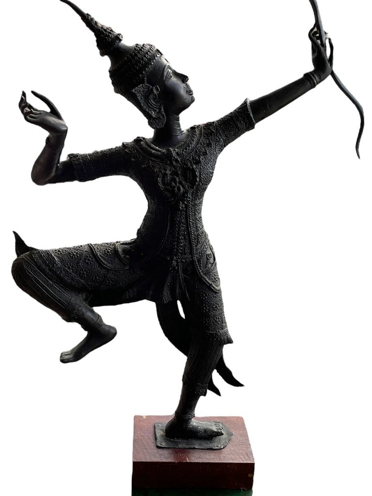 ANTIQUE THAI BRONZE DANCING PRINCE RAMA STATUE 29" (1 of 7)