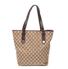 GUCCI CHARMY BEIGE/BROWN CANVAS TOTE SHOULDERBAG