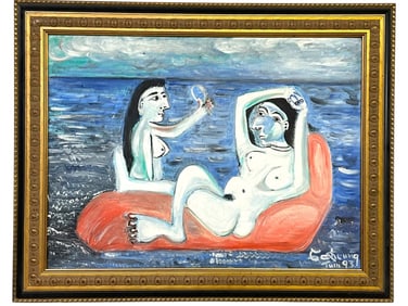 KEUNG 1993 EXPRESSIONIST PAINTING BAIGNEUSES 28.5"
