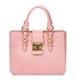 MUI MUI DOUBLE HANDLE PINK LEATHER TOTE