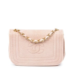 RARE CHANEL PINK LIZARD LEATHER MINI CC FLAP HANDBAG