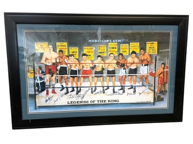 SIGNED LEGENDARY FIGHTERS FRAMED POSTER 37"