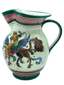 ITALIAN POTTERY HAND PAINTED PITCHER VASE 8"