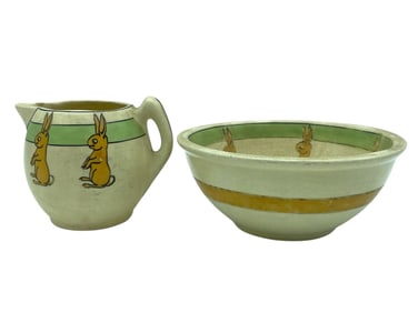 ROSEVILLE POTTERY BUNNY BOWL & CREAMER