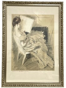 PAUL CESAR HELLEU LITHOGRAPH PRINT 42"