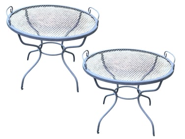 PAIR OF WROUGHT IRON TRAY TABLES 24.5"