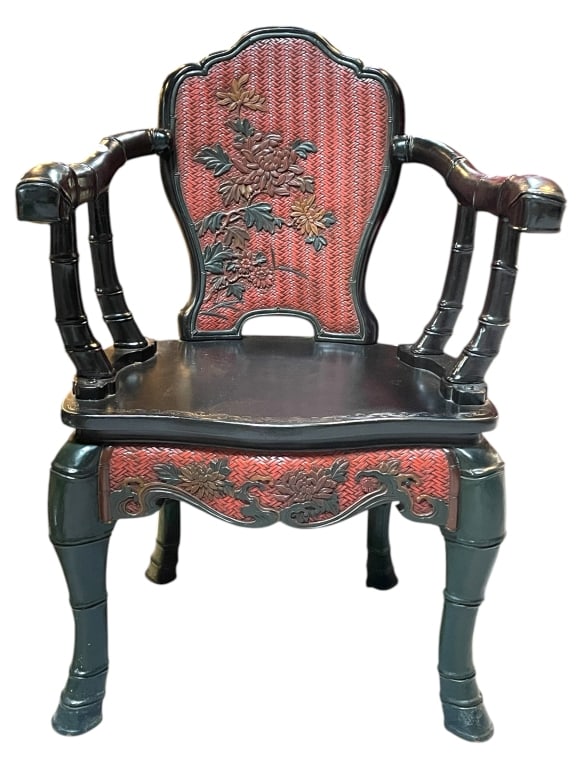 VINTAGE FAUX BAMBOO CHINOISERIE CANE BACK CHAIR (1 of 8)