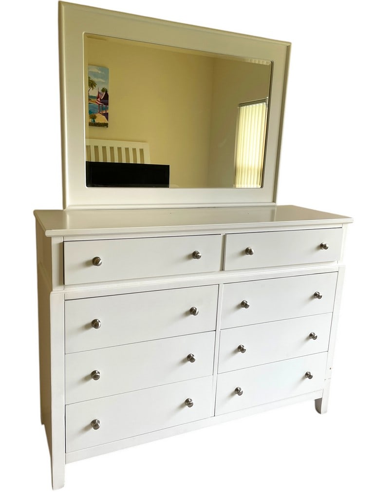 MODERN CLASSIC WHITE DRESSER WITH MIRROR SET (1 of 2)