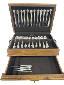 GORHAM STERLING FLATWARE SET IN WOOD CHEST 3870G