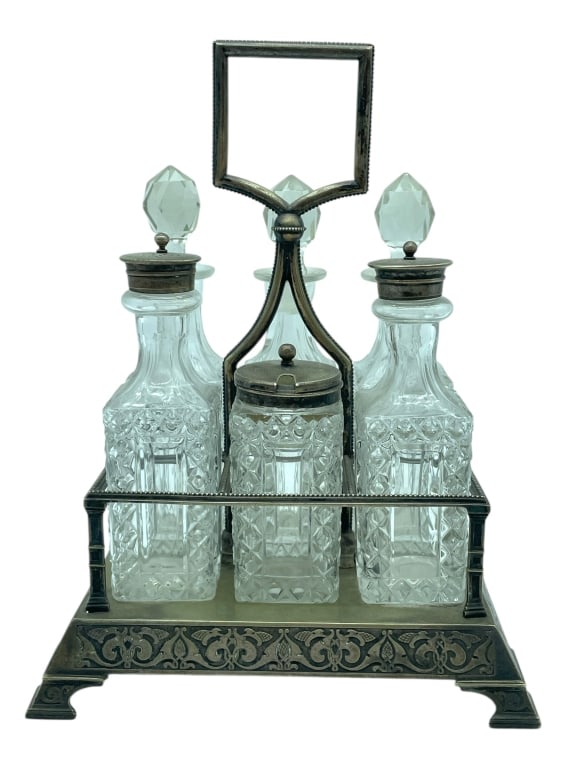 ANTIQUE VICTORIAN SILVER PLATED DECANTER SET 10" (1 of 6)