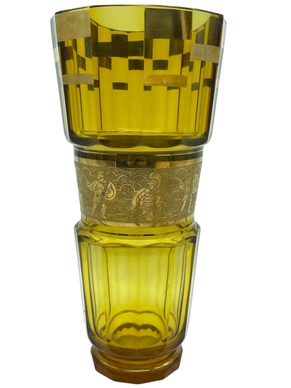 MOSER STYLE SMOKEY CRYSTAL GLASS VASE 14" (1 of 4)