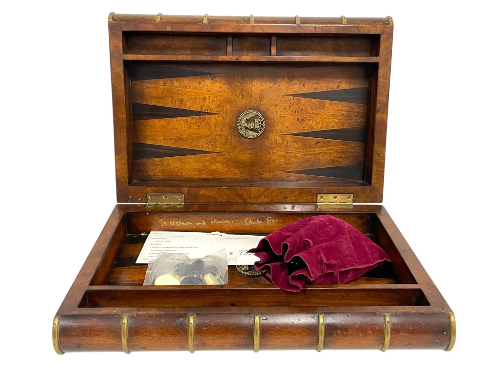 SHEFFIELD FAUX BOOK BOX W/ CHESS & BACKGAMMON (1 of 10)