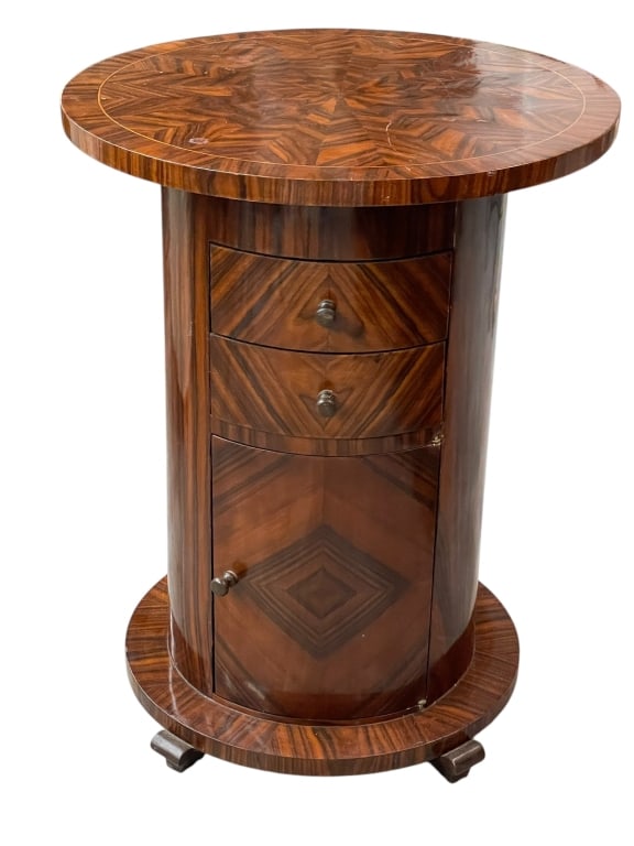 ART DECO WOOD COLUMN TABLE WITH STORAGE 36" (1 of 8)