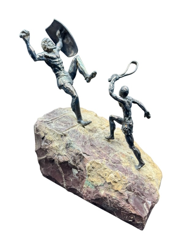 Bronze David & Goliath Sculpture on Natural Stone (1 of 4)