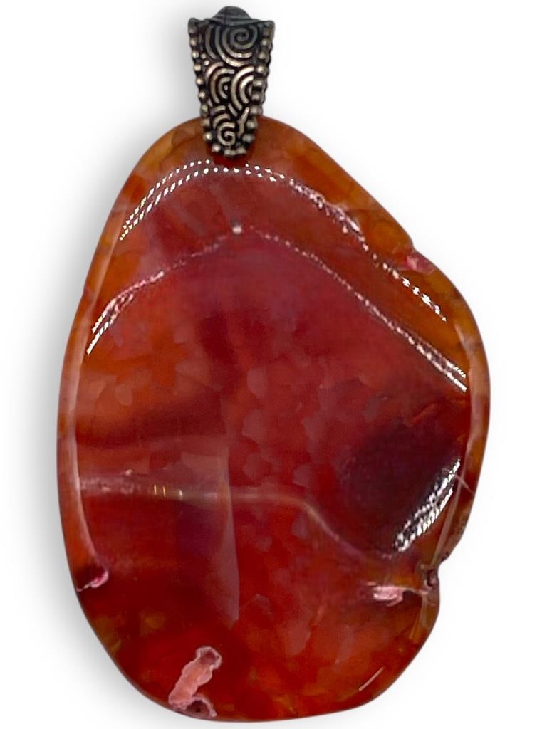 LARGE ORANGE AGATE PENDANT 3" (1 of 4)