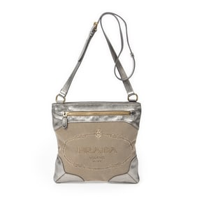 PRADA MESSENGER JACQUARD CANVAS SHOULDER BAG