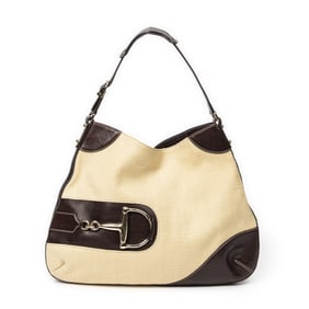 GUCCI HORSEBIT HASLER HOBO WOVEN CANVAS BAG