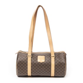 CELINE BARREL BAG MACADAM COATED CANVAS BAG