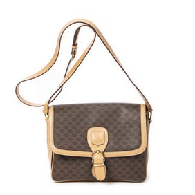 CELINE BUCKLE FLAP CROSSBODY MACADAM CANVAS BAG