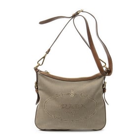 PRADA JACQUARD ZIP MESSENGER CANVAS SHOULDER BAG