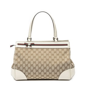GUCCI MEDIUM MAYFAIR TOTE MONOGRAMMED CANVAS BAG