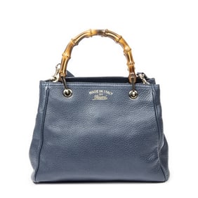 GUCCI BAMBOO SHOPPER TOTE GRAINED LEATHER HANDBAG