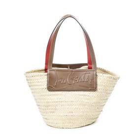 LOUBOUTIN RAFFIA BASKET CANVAS SHOULDER BAG