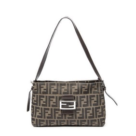 FENDI FRONT SLIP POCKET HOBO CANVAS SHOULDER BAG