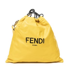 FENDI DRAWSTRING YELLOW LEATHER SHOULDER BAG