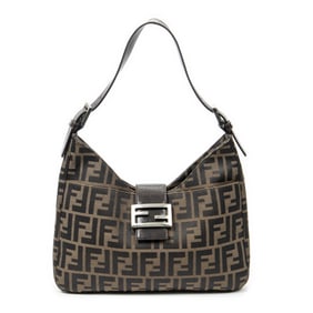 FENDI FRONT SLIP POCKET HOBO CANVAS SHOULDER BAG