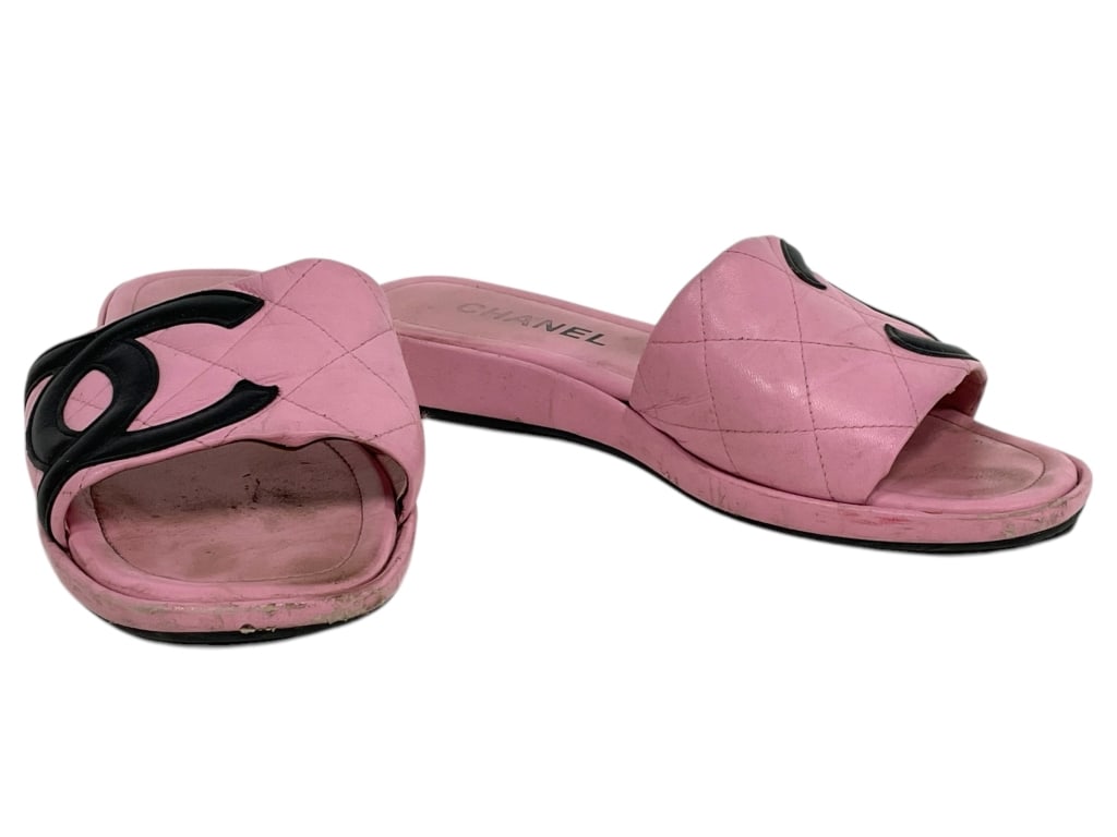 CHANEL CAMBON PINK SLIDE SANDALS SZ 8 (1 of 8)