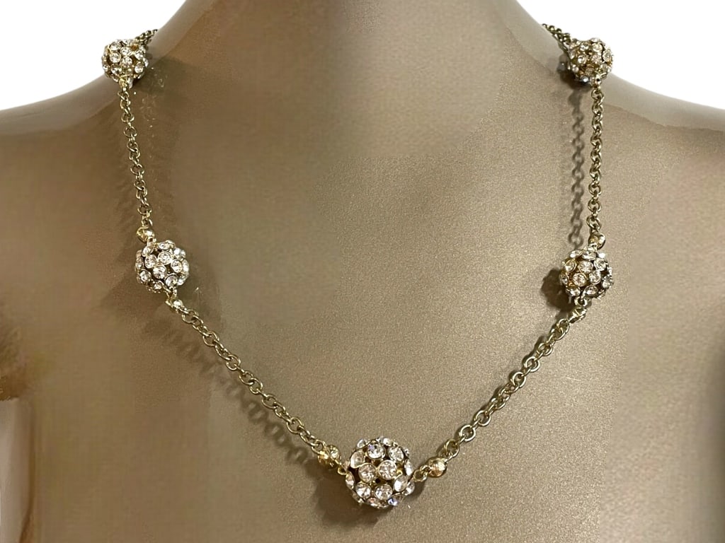 ANNE KLEIN RHINESTONE BALL LONG NECKLACE (1 of 4)