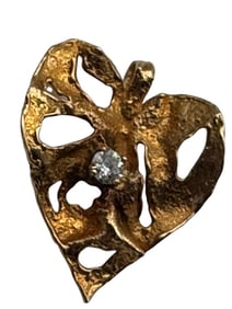 14K GOLD BRUTALIST PENDANT WITH OLD CUT DIAMOND