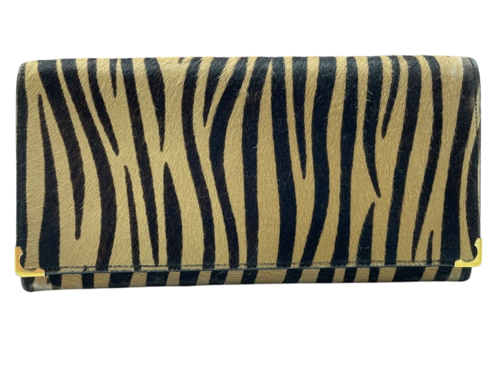 CARTIER BEIGE BLACK ZEBRA CONTINENTAL WALLET