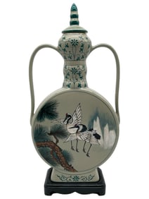 CHINESE PORCELAIN VASE W/ TWO CRANES 19"