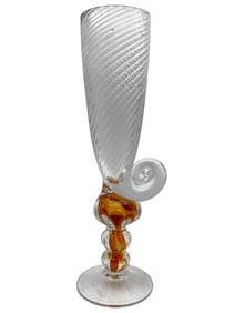 CONCH SHELL SHAPE ART GLASS VASE 14"