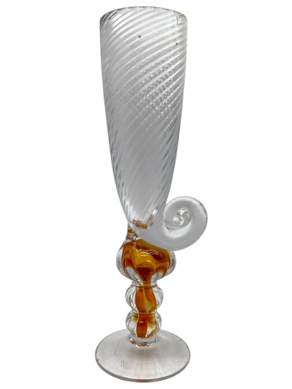 CONCH SHELL SHAPE ART GLASS VASE 14" (1 of 5)