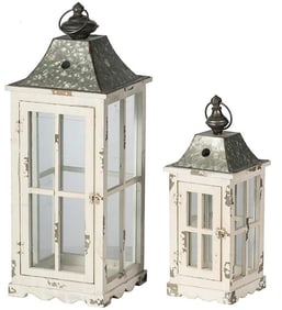 PAIR OF RUSTIC CANDLE HOLDER LANTERNS