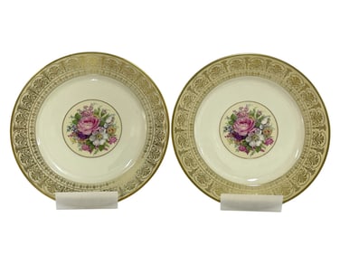 PAIR OF ROSENTHAL GOLD FLORAL PLATES 10"