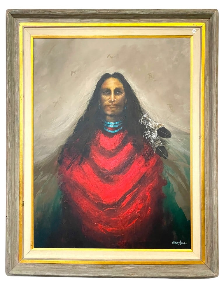 CHARLES AZBELL NATIVE AMERICAN PAINTING 50" (1 of 5)