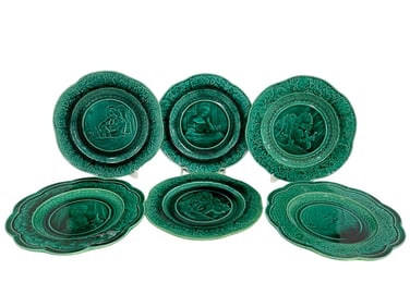 SET OF 6 BREVET RUBELLES PORTRAIT PLATES 8"