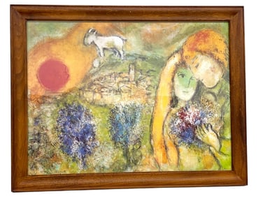 AFTER MARC CHAGALL THE LOVERS OF VENCE PRINT 27"