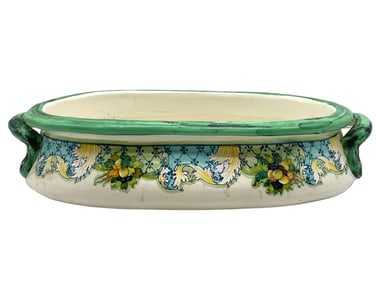 HAND-PAINTED MAJOLICA POTTERY OVAL BOWL 18"