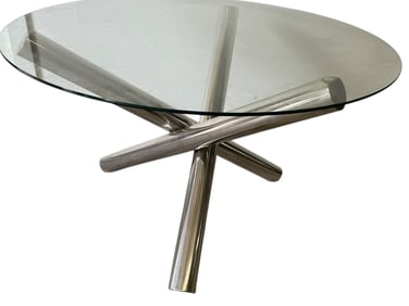 MODERN TUBULAR STAINLESS STEEL TABLE 48"