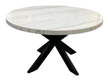 MODERN ROUND DINING TABLE MARBLE TOP 52"