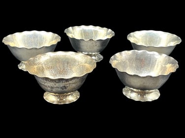 SET OF 5 STERLING SILVER BOWLS 480 GRAMS