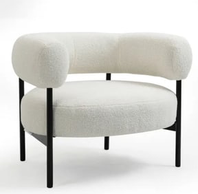 NEW AYUKA WHITE BOUCLE FABRIC ACCENT CHAIR