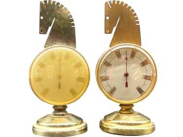 PAIR OF FRENCH HORSE HEAD CHESS PIECE THERMOMETERS